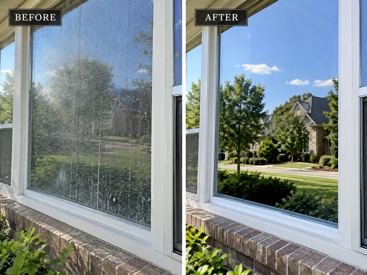 Before and after residential window cleaning